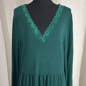 Elegant Green Lace Trim Dress